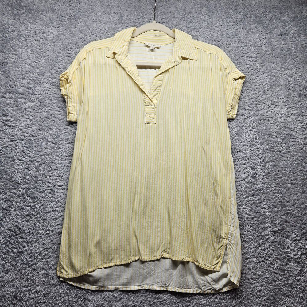 Jane and Delancey Yellow White Stripe Blouse Women Size Small Casual Lightweight